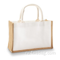 Пользовательские пустые джут -тотальные сумки с пакетами холст многоразовый продуктовый запасные сумки эко